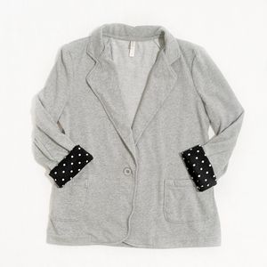 Xhilaration Polka Dot Cuff Grey Sweatshirt Blazer